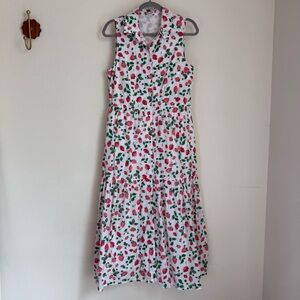 J. Crew White Dress with Pink Strawberry Print